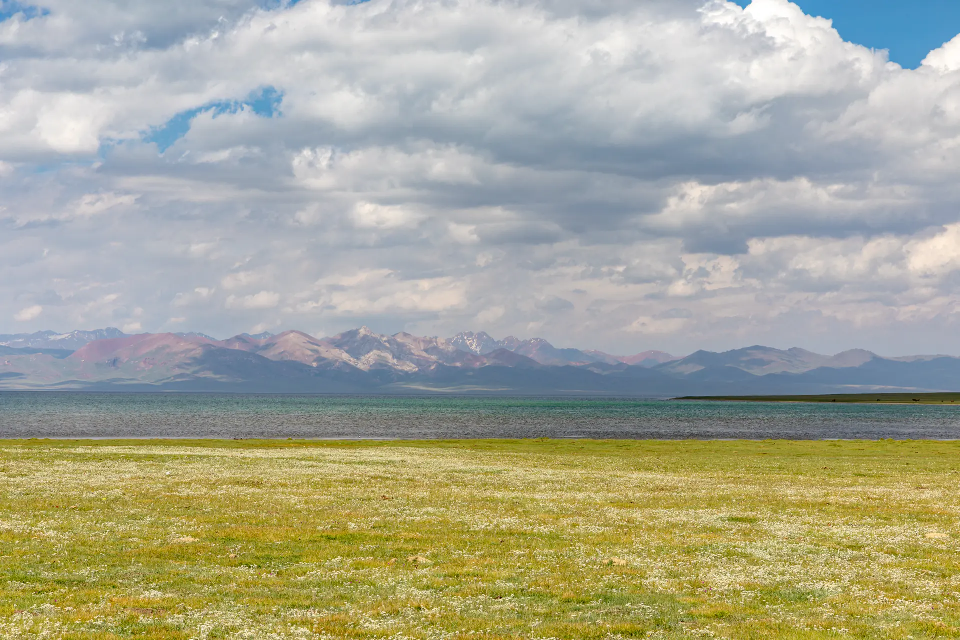 The open pasture running down to Song-Kul lake at 3,000 metres.