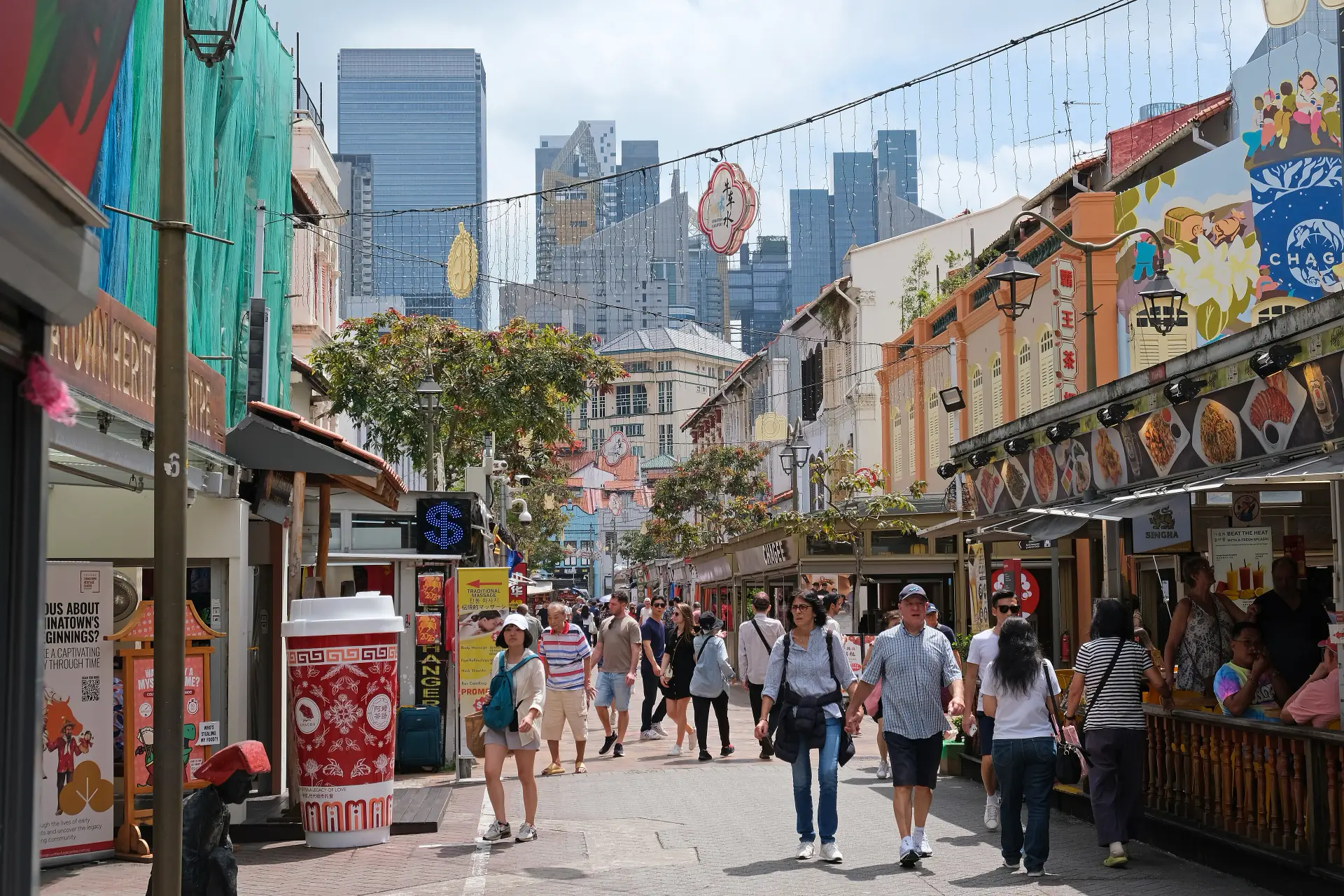 Restored shophouses along Pagoda Street in Singapore’s Chinatown.